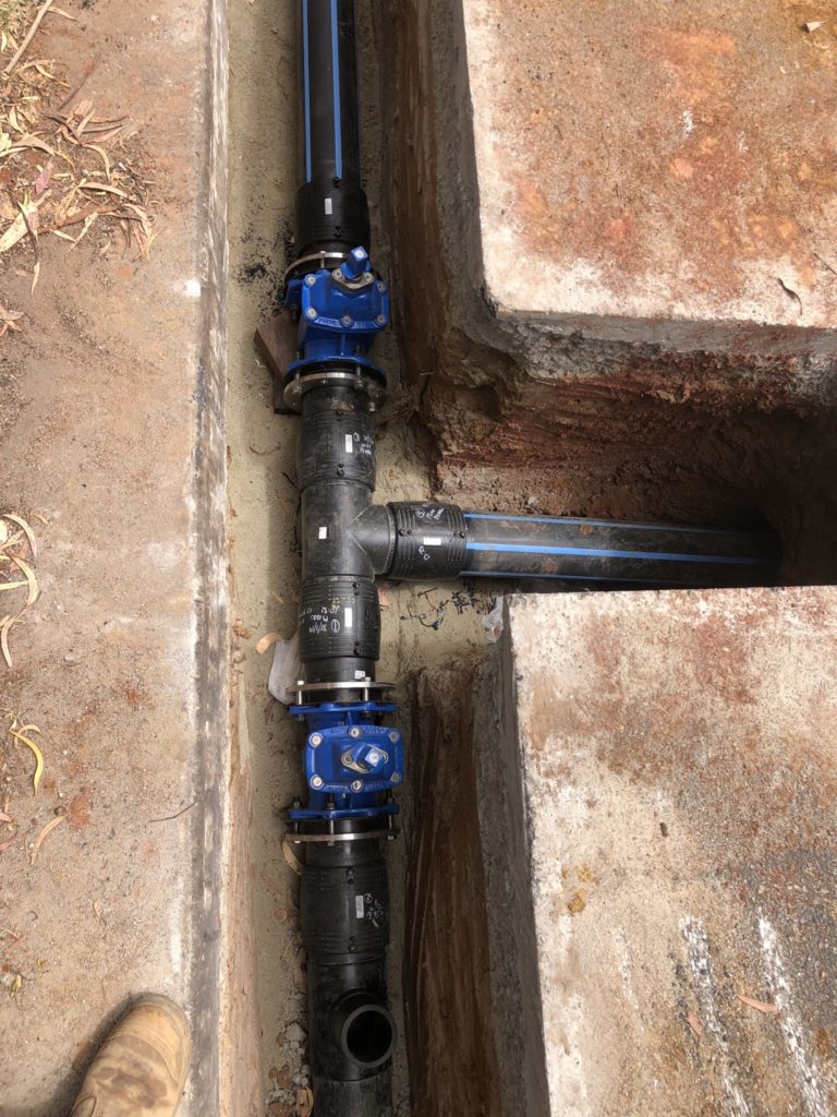 Water main replacement poly welding