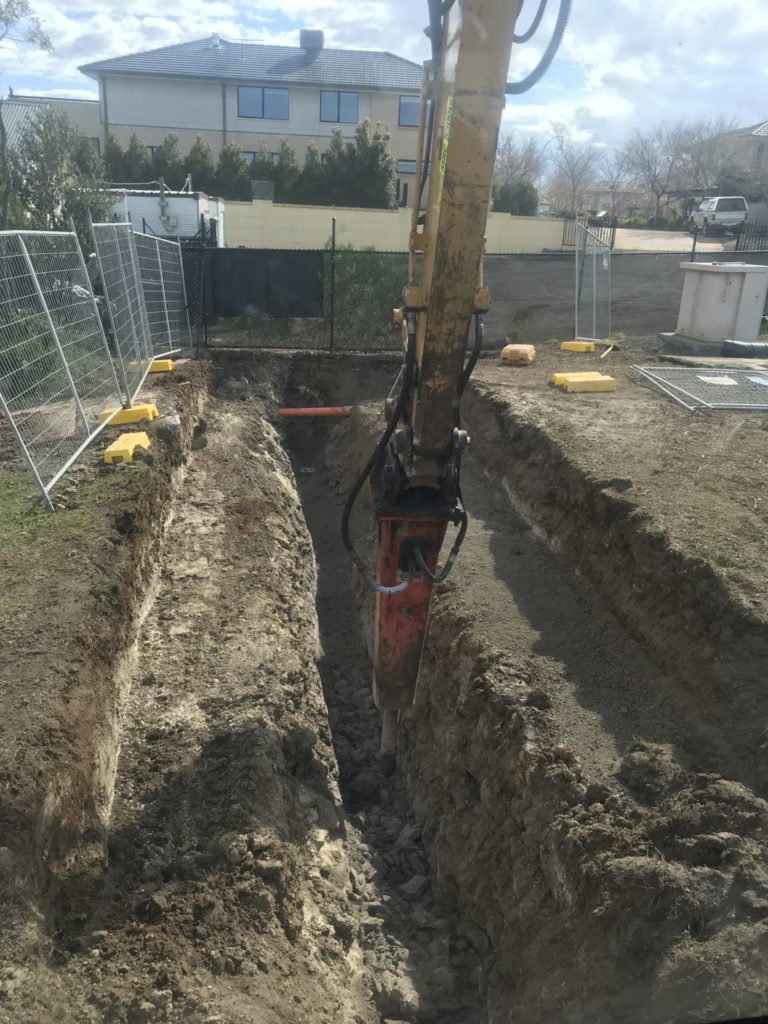 Rock trenching at Sanctuary Lakes