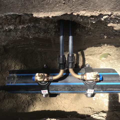 Water main replacement poly welding