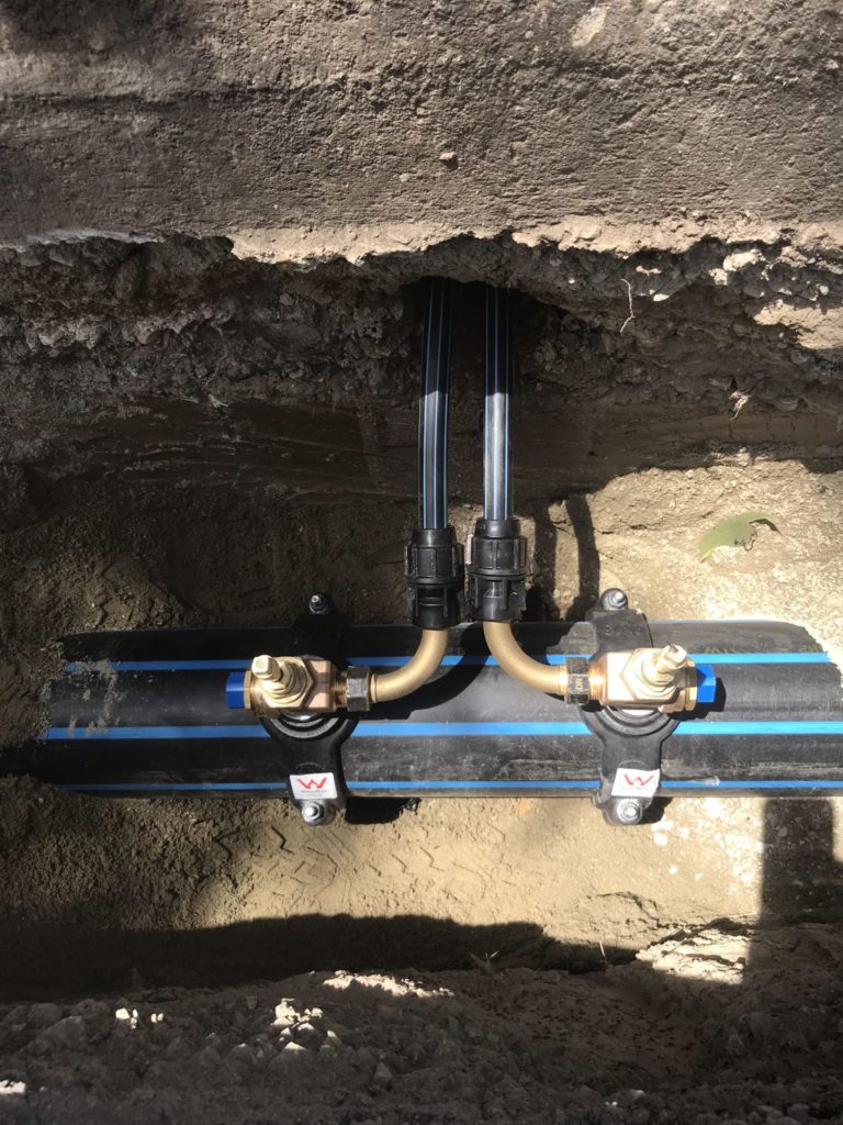 Water main replacement poly welding